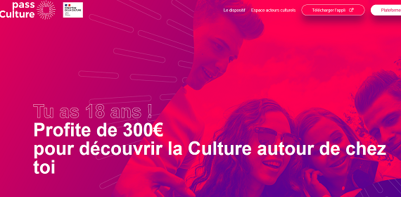 Photo de la page d'accueil du site internet dédié au Pass culture